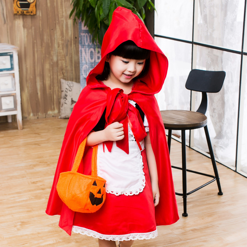 ハロウィン 赤ずきん 子ども コスプレ衣装 お遊戯会 キッズ 仮装 ワンピース  110cm｜110cm