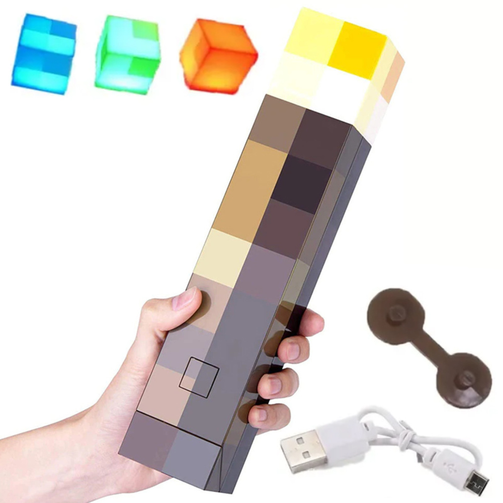 マインクラフト マイクラ pc UBS 充電 たいまつ ライト  ブラウン｜ブラウン