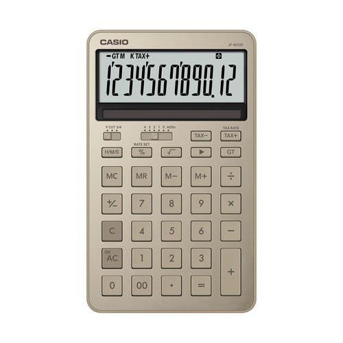 カシオ計算機 JF-M200-GD-N デザイン電卓 ジャスト型スタイリッシュ 12桁表示 税計算機能あり ゴールド