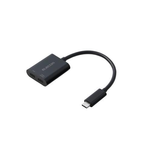 エレコム AD-C2CPD100BK USB-C 変換アダプタ USB Type-C to Type-C×2 Windows Mac対応 ブラック