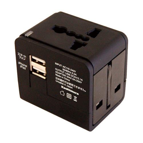 カシムラ WP-87M 海外用変換プラグA/C/O/BFタイプ 2USB2.1A