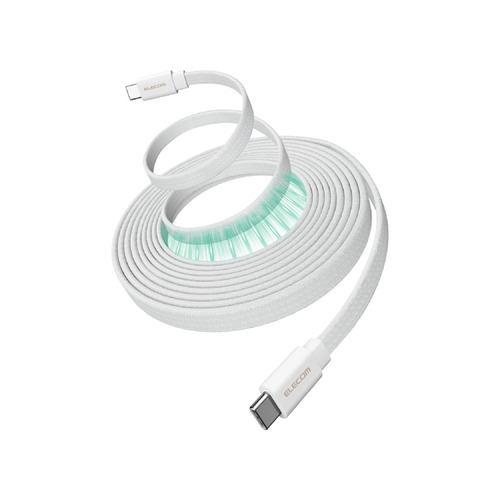 エレコム MPA-CCTMGF20WH USB-C ケーブル PD60W USB Type-C to Type-C 2m 急速充電 薄型フラット ナ