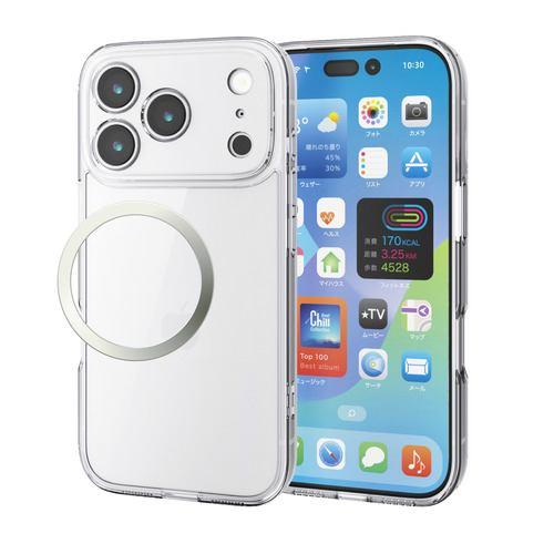 エレコム PM-A25CHVCGKCR iPhone 17 Pro ケース 磁気吸着対応メタルステッカー付 背面ガラス 極限保護 クリア