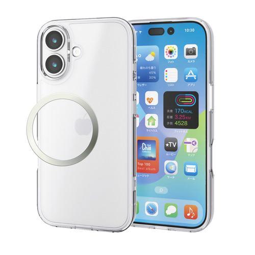エレコム PM-A25AHVCKMCR iPhone 17 ケース ハイブリッド カバー 磁気吸着対応メタルステッカー付 背面シルキークリア