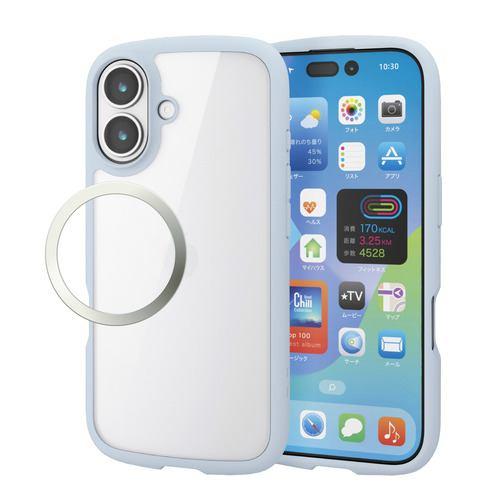 エレコム PM-A25ATSLFCBU iPhone 17 ケース 磁気吸着対応メタルステッカー付 TOUGH SLIM LITE ブルー
