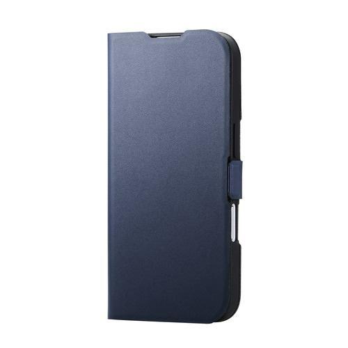 エレコム PM-A25APLFUNV iPhone 17 ケース レザー カバー 手帳型 マグネット フラップ UltraSlim ネイビー