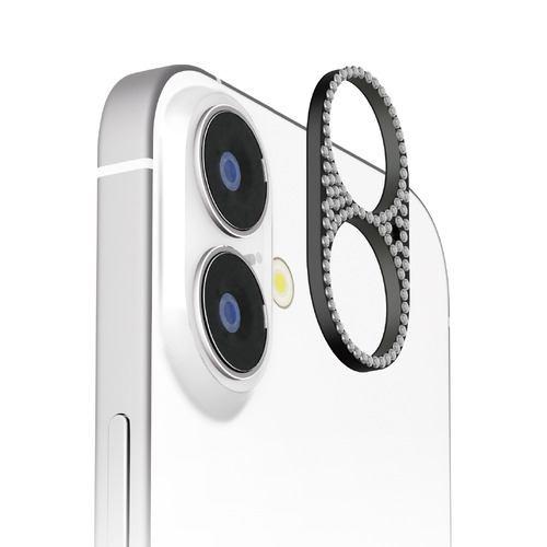 PGA PG-24ALGD06BK iPhone 16/16 Plus用 カメラレンズフレーム [ラインストーン/ブラック] Premium Sty