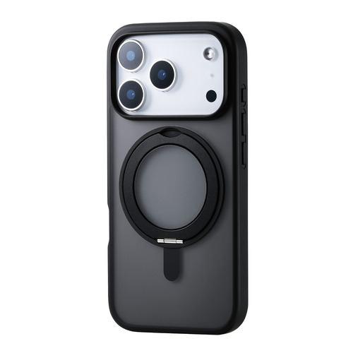 エレコム PM-A25CMAGSTBK iPhone 17 Pro ケース MAGKEEP 360度回転スタンド付 ブラック