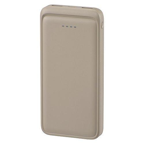 オーム電機 SMP-MB100-T モバイルバッテリー 10000mAh SmartComm ラテ・グレー Type-C対応