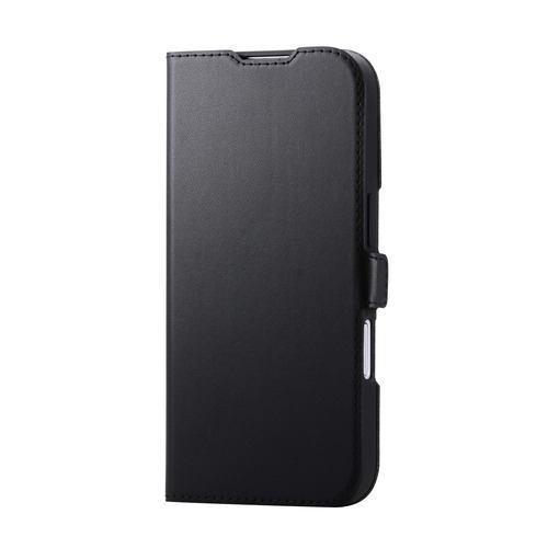 エレコム PM-A25APLFY3BK iPhone 17 ケース レザー カバー 手帳型 マグネット フラップ ブラック