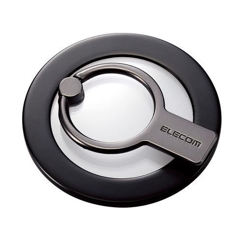 エレコム P-STRMKHICRBK マグネットスマホリング 2WAY MagSafe 対応 iPhone対応 ブラック