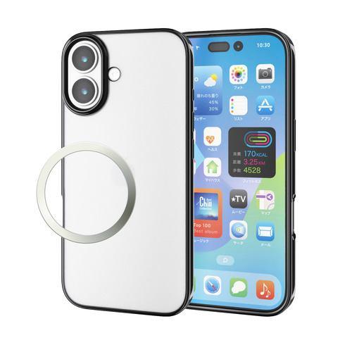 エレコム PM-A25AUCTMBK iPhone 17 ケース 磁気吸着対応メタルステッカー付 メタリックデザイン ブラック