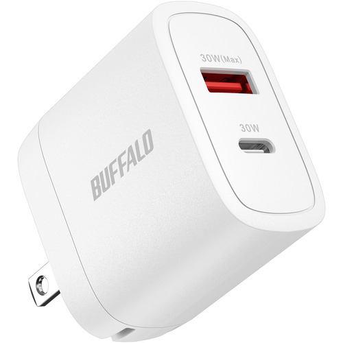 BUFFALO BSACPD3000C2WH PD30W対応 AC充電器 Type-C×1.A×1 ホワイト