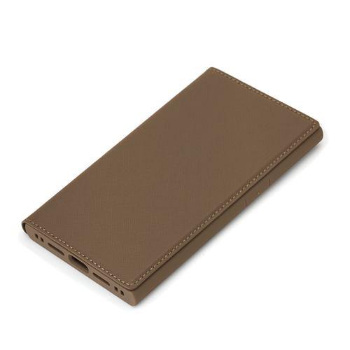 PGA PG-23BGF07BR iPhone15Pro ガラスフリップケース スクエアデザイン Premium Style ブラウン PG23BG