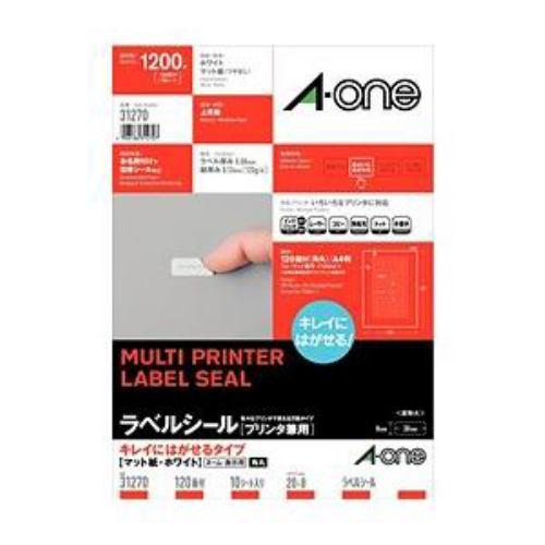 エーワン ラベルシール[プリンタ兼用] キレイにはがせるタイプ A4判120面 四辺余白付角丸 10シート(1.200片) 31270