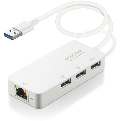 エレコム EDC-GUA3H2-W LANアダプター 有線 タイプA Giga USBハブ付 (USB-A×3)【Windows Mac対応】 ホワ
