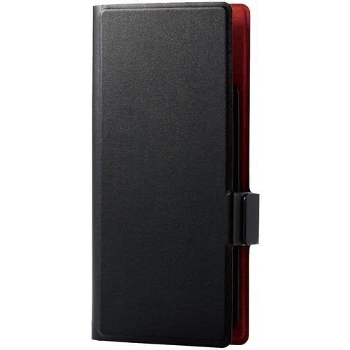 エレコム P-04PLFUSBK スマートフォン用マルチレザーケース スライド式 手帳型 UltraSlim 薄型 磁石付き Sサイズ ブラック P