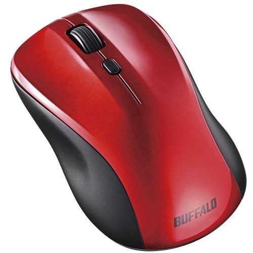 BUFFALO BSMBB110RD ワイヤレスマウス 3ボタン BlueLEDセンサー搭載 DPI変更可能 Bluetooth対応 レッド