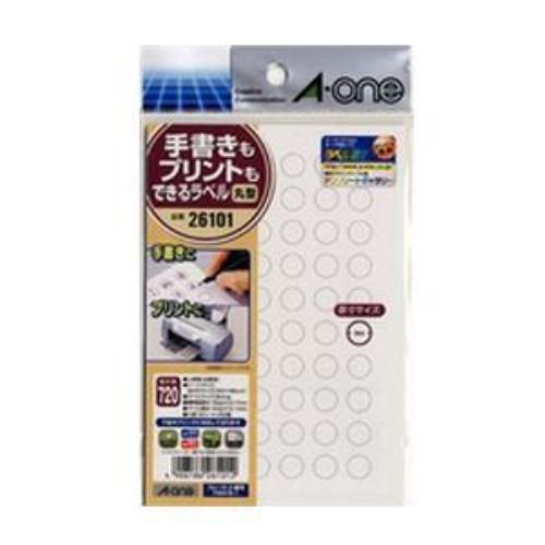 エーワン 26101 手書きもプリントもできるラベル ( はがきサイズ / 丸型60面 / 9mmφ / 12シート )