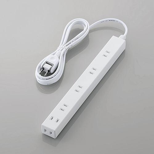 エレコム T-NSLK-2620WH ほこり防止シャッター付きスリムタップ(雷ガード内蔵) 2m ホワイト