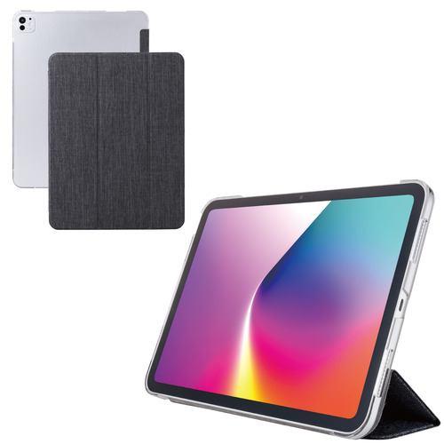 エレコム TB-A25PLWVCBK iPad Pro ケース 13インチ ( M4 ) ファブリックフラップ カバー 2アングル スタンド ブラッ