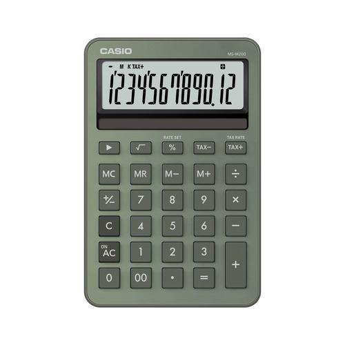 カシオ計算機 MS-M200-GN-N デザイン電卓 ミニジャスト型スタイリッシュ 12桁表示 税計算機能あり グリーン