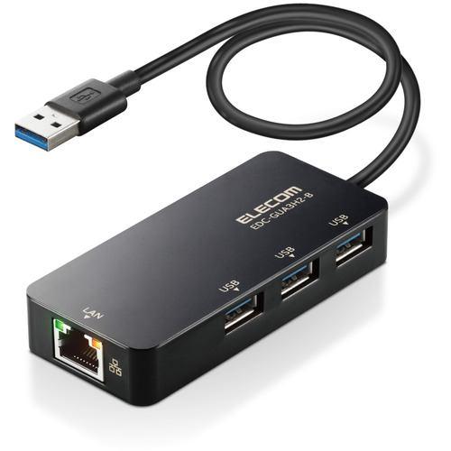 エレコム EDC-GUA3H2-B LANアダプター 有線 タイプA Giga USBハブ付 (USB-A×3【Windows Mac対応】 ブラッ