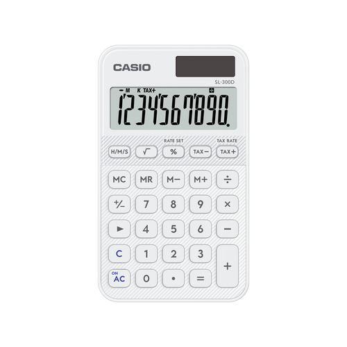 カシオ計算機 SL-300D-WE-N デザイン電卓 ノート型カラフル 10桁表示 税計算機能あり ホワイト
