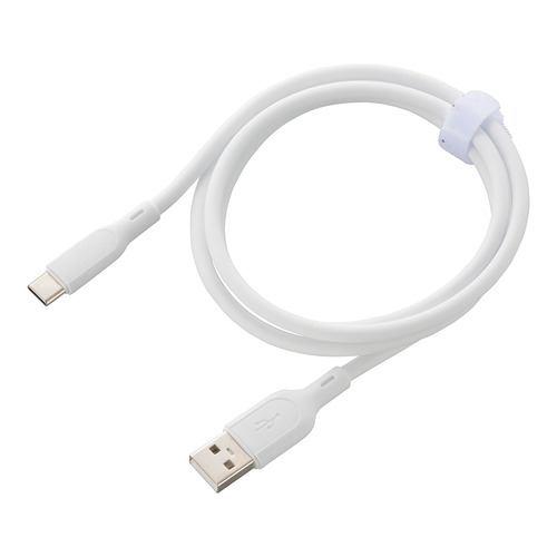 オーム電機 SMT-L10SAC-W なめらかケーブル USB-A to C 1m ホワイト