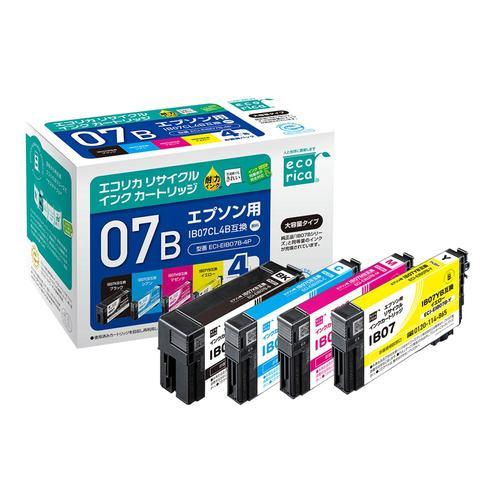 エコリカ ECI-EIB07B-4P エプソン IB07CL4B 互換 リサイクル インク カートリッジ 4色パック