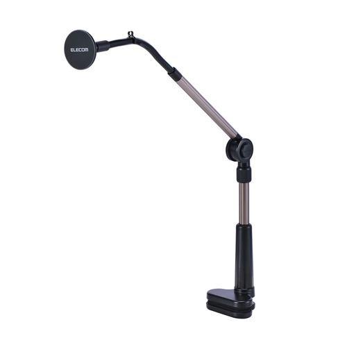 エレコム P-DSLARMM25BK スマホスタンド クランプ式 360度回転 折りたたみ メタルプレート付 MagSafe対応 スマホ 装着可 ブ