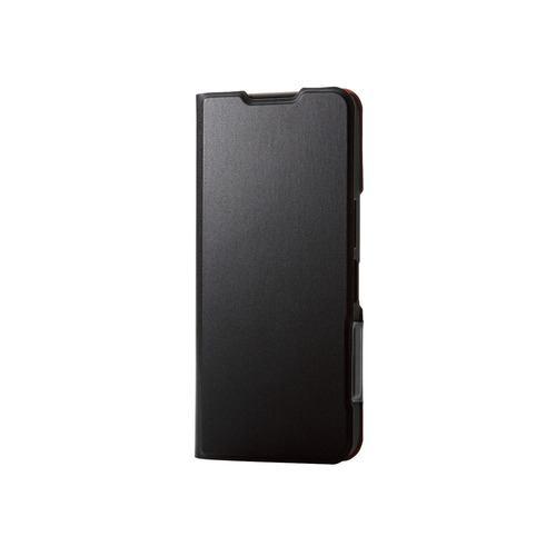 エレコム PM-S241PLFUBK AQUOS wish4 SH-52E ケース レザー カバー 手帳型 マグネット フラップ 衝撃吸収 薄型 ス