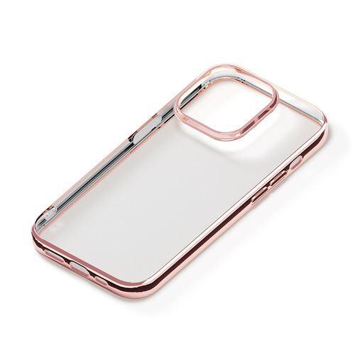 PGA PG-23BTP06PK iPhone15Pro メタリックフレーム ソフトケース Premium Style ローズゴールド PG23BT