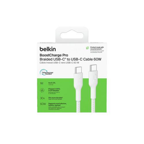 ベルキン CAB024fq1MWH BoostCharge Pro USB-C to USB-C 編組ケーブル 60W 高耐久 Belkin PCR