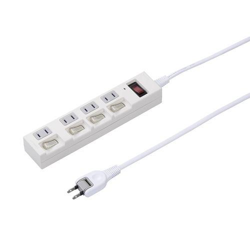 ヤザワコーポレーション Y02BKS453WH 電源タップ 4個口 個別スイッチ付 3m ホワイト