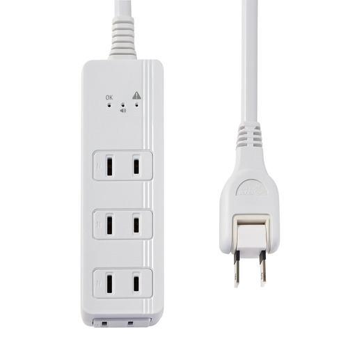 ELPA WB-A41(W) コード付きアラームタップ 過電流を警告 ランプが赤色点滅 スイングプラグ採用 4個口1m ホワイト