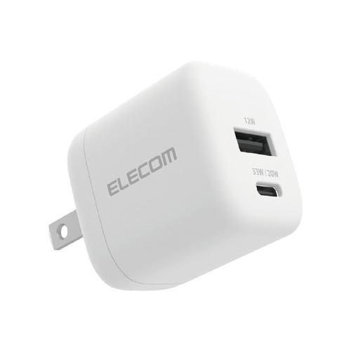 エレコム MPA-AC11433WH USB Type-C 充電器 USB-C+USB-A 折りたたみプラグ スマホ等充電可能 ホワイト