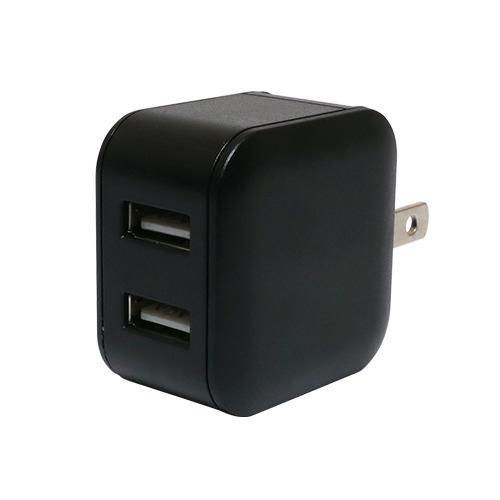 ミヨシ IPA-US03/BK 薄型 USB-ACアダプタ 2ポート 自動出力制御IC搭載 ブラックIPAUS03/BK