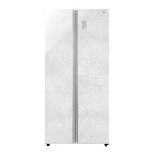 AQUA 冷蔵庫 475L 観音開き 2ドア 幅83.5cm 大容量フリーザー タッチパネル AQR-SBS48A(W) クリアマーブルホワイト