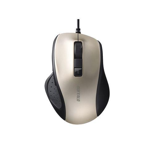 バッファロー BSMBU300GD 有線BlueLED光学式マウス 静音/5ボタン/DPI切り替えボタン ゴールド