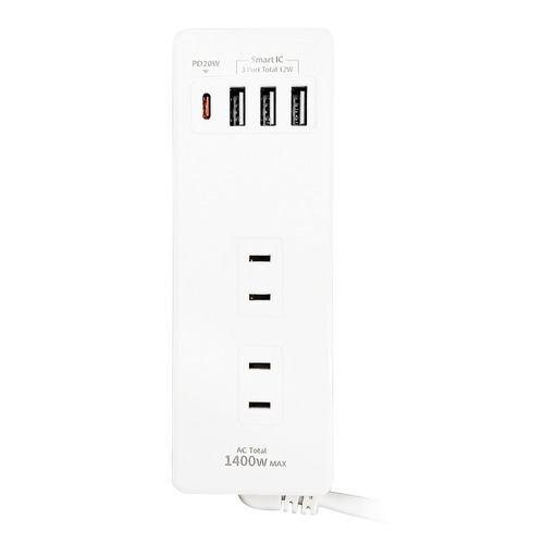 エアージェイ AOT-415 WH PD対応OAタップ AC X4 TYPE-C(PD) X1 USBX3 ホワイト