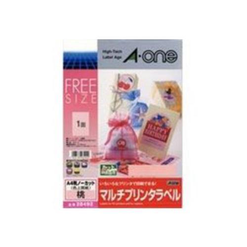 エーワン 28492 (マルチプリンタラベル/色上質紙タイプ 桃/A4判 ノーカット/15シート入り)