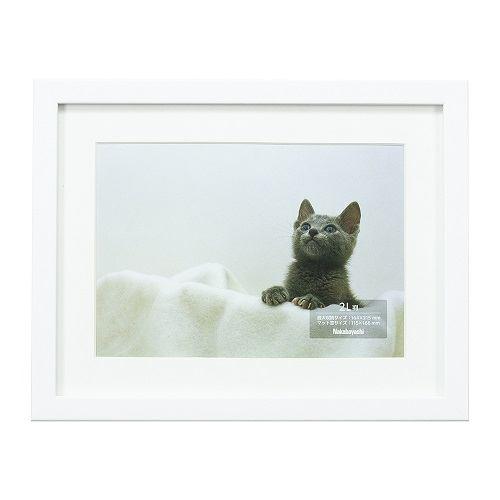ナカバヤシ F-SW-111-W 木製写真額 2L判 ホワイト