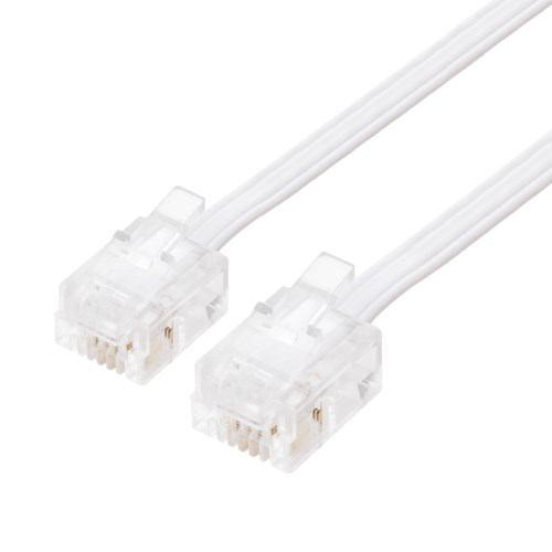 ミヨシ DC-F405/WH 6極4芯 電話機コード フラットタイプ 5m ホワイト