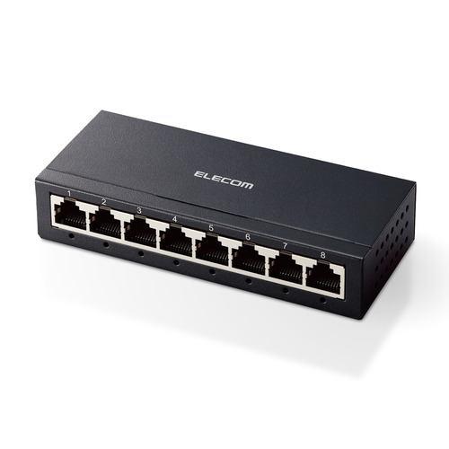 エレコム EHC-G08MA-B スイッチングハブ LAN ハブ 8ポート Giga対応 1000/100/10Mbps ブラック
