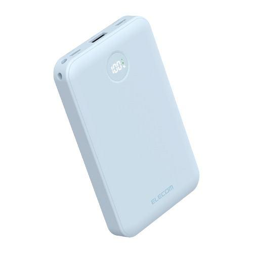 エレコム DE-C76-10000BU モバイルバッテリー 10000mAh Type-C×2/USB-A 液晶残量表示 スマホ/Switch対応 