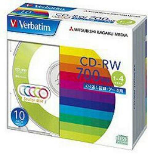 バーベイタム(Verbatim) Verbatim くり返し記録用 CD-RW SW80QM10V1 レーベル5色 1-4倍速 10枚