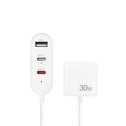 エアージェイ AKJ-SPPD30 USBハブ付 コンセント充電器 USB-A×1ポート USB-C×2ポートPD30W対応 ホワイト