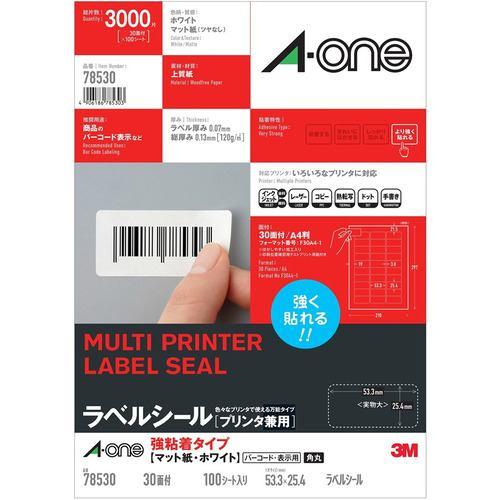 スリーエム 78530 プリンタ兼用 強粘着タイプ A4 30面 100シート/パック