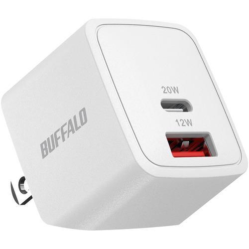 BUFFALO BSACPD2010C2WH PD20W対応AC充電器 Type-C×1.A×1 ホワイト
